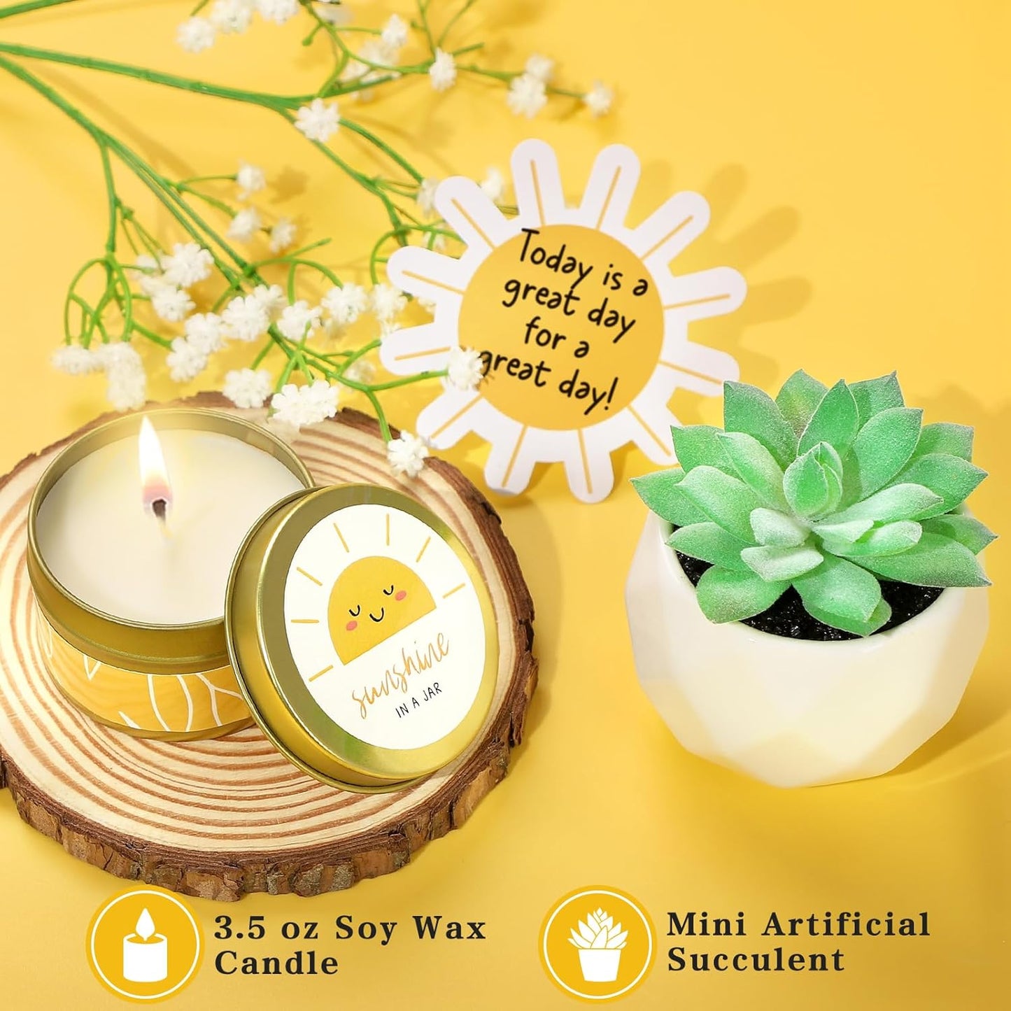 Sending Sunshine Care Package for Women, Birthday Gifts for Woman, Self Care Gift Baskets, Sunflower Gifts for Women, Get Well Soon Encouragement Gift for Her Sister Best Friend (Yellow)