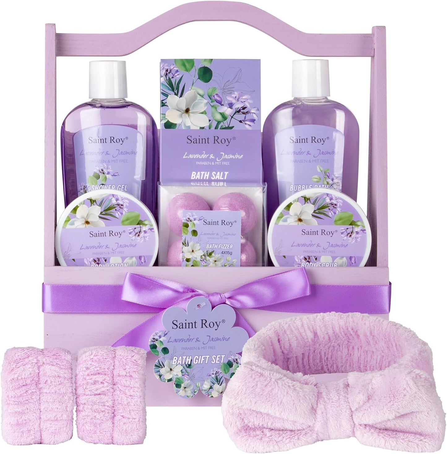Spa Gift Basket for Women, Luxurious 13Pc Lavender Jasmine Bath Gift Set, Perfect Birthday & Mothers Gifts Idea, Relaxing Home Spa Kit with Body Wash, Bath Bombs, Bubble Bath, Body Lotion & More Gifts for Mothers Day