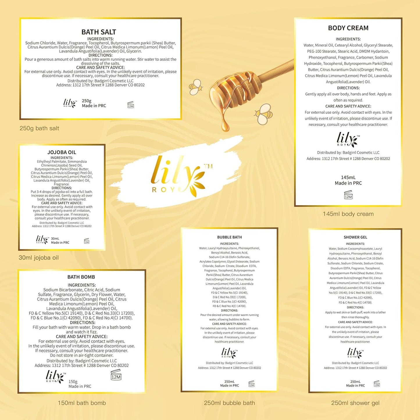 Christmas Gifts for Women - 7-Piece Honey Almond Spa Gift Set for Women, Bath & Body Gift Set, Bath Collection with Bath Bomb & More | Mothers Day, Birthday Gifts for Her, All Occasion Holiday Present