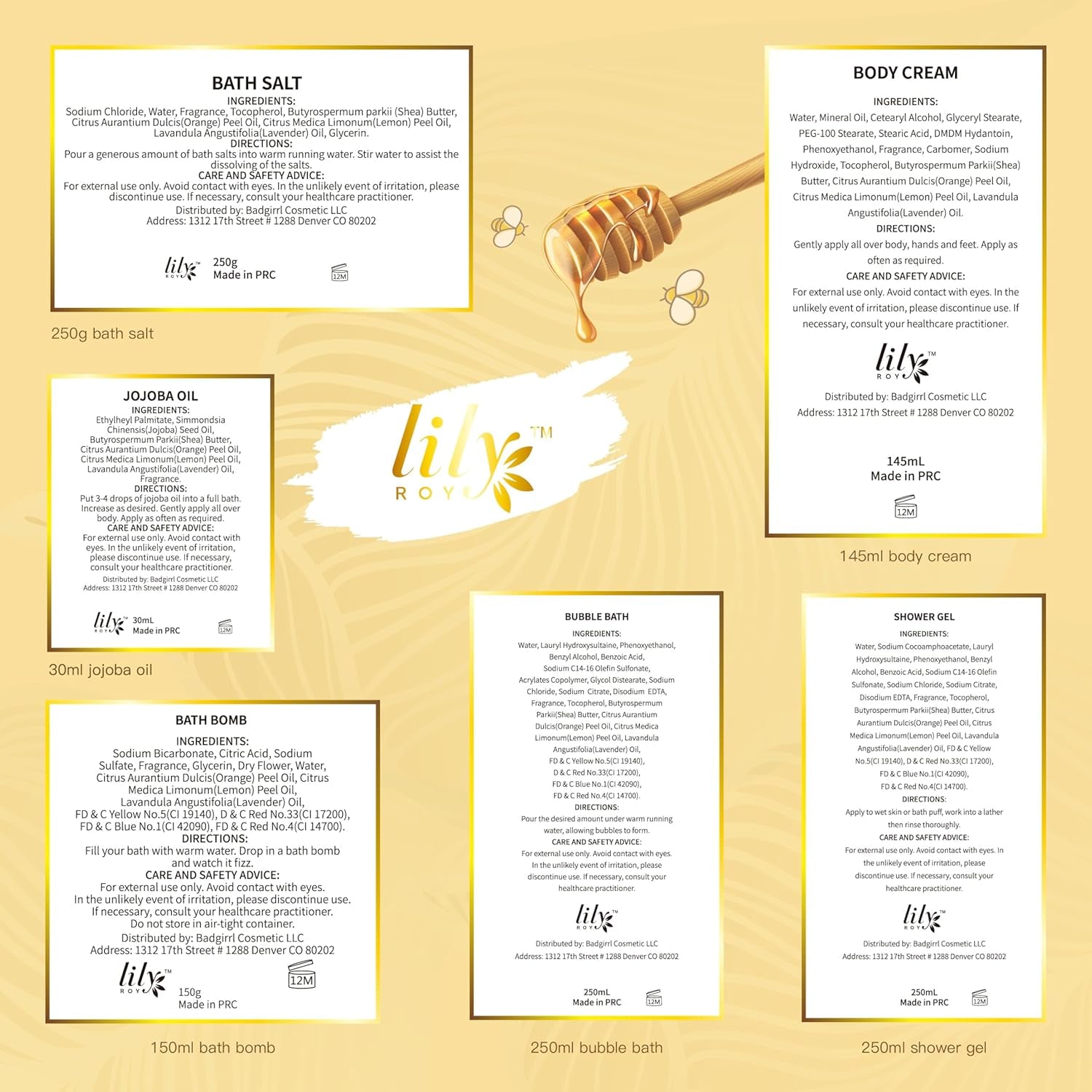 Christmas Gifts for Women - 7-Piece Honey Almond Spa Gift Set for Women, Bath & Body Gift Set, Bath Collection with Bath Bomb & More | Mothers Day, Birthday Gifts for Her, All Occasion Holiday Present