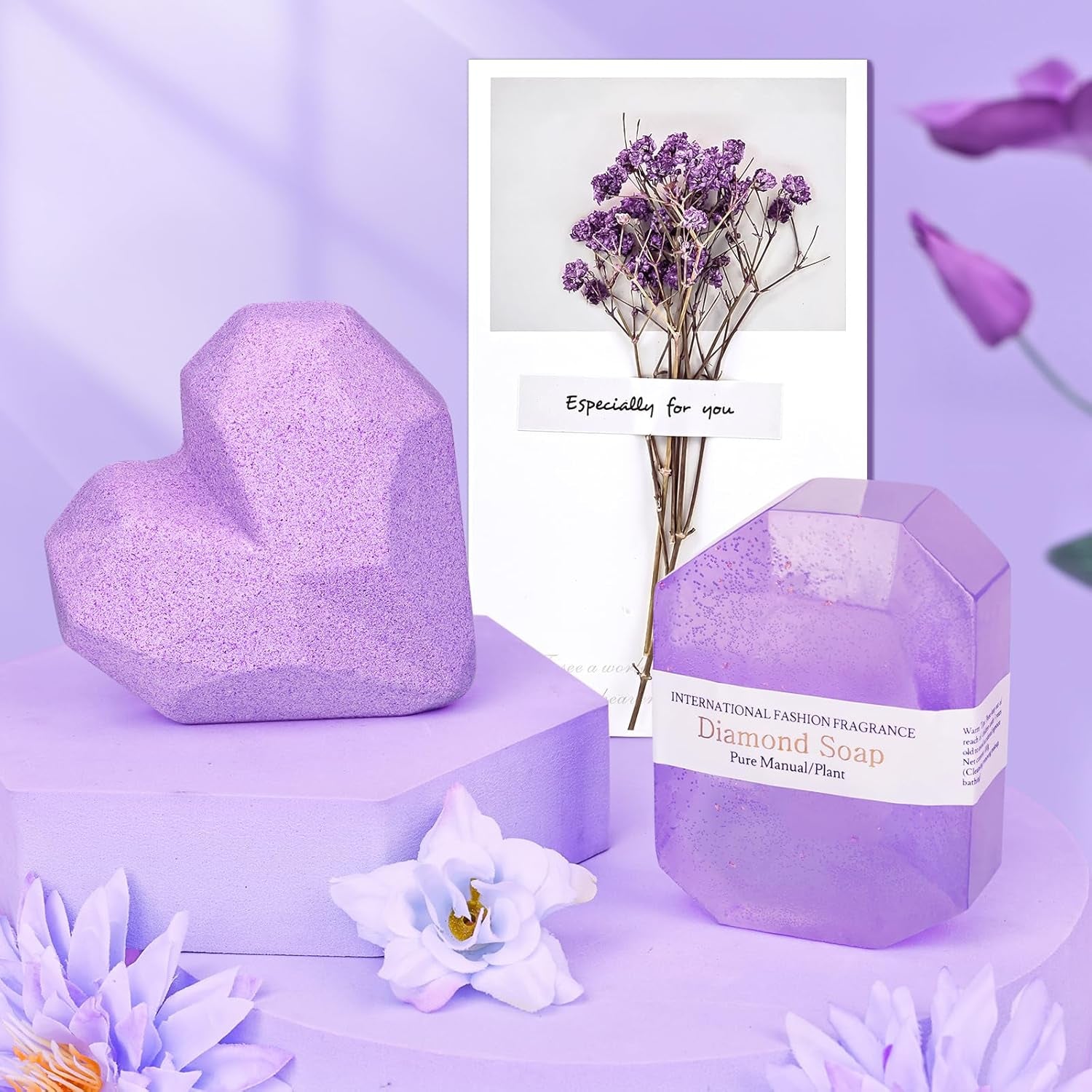 Gifts for Mom Women, Mother Gifts from Daughter Son, Relaxing Spa Gift Basket Set for Mom Sister Husband Mothers Day Gifts Bath Set Gift, Great Purple Blanket Gifts for Women