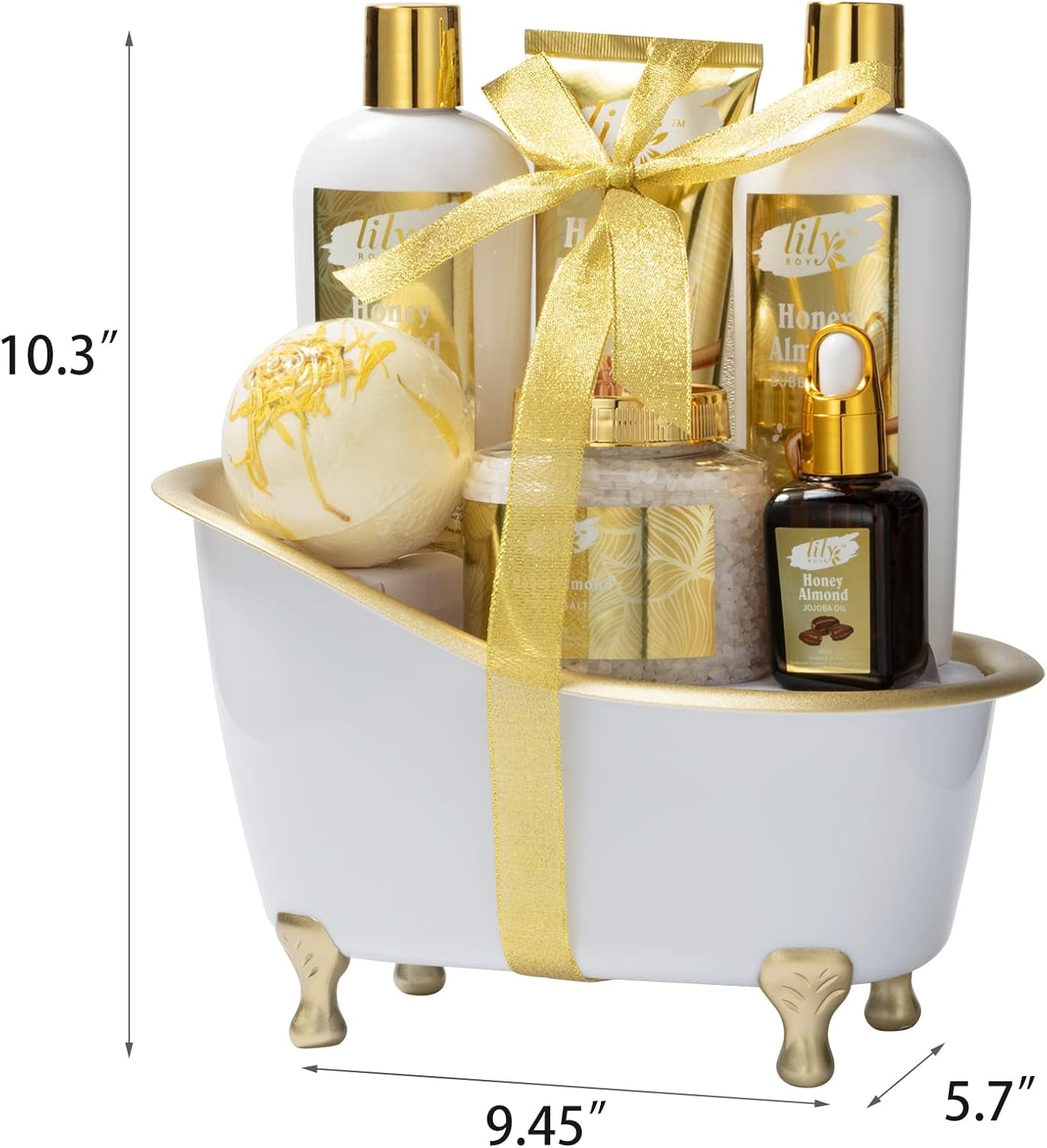 Christmas Gifts for Women - 7-Piece Honey Almond Spa Gift Set for Women, Bath & Body Gift Set, Bath Collection with Bath Bomb & More | Mothers Day, Birthday Gifts for Her, All Occasion Holiday Present
