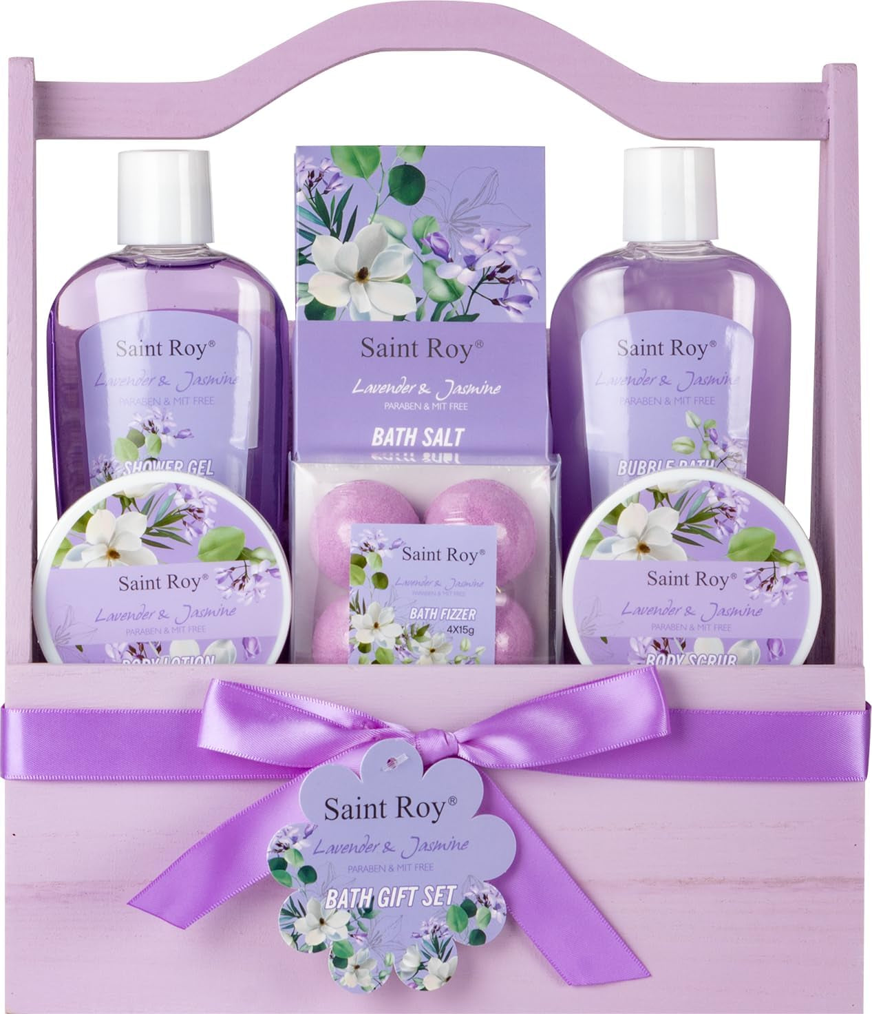 Spa Gift Basket for Women, Luxurious 13Pc Lavender Jasmine Bath Gift Set, Perfect Birthday & Mothers Gifts Idea, Relaxing Home Spa Kit with Body Wash, Bath Bombs, Bubble Bath, Body Lotion & More Gifts for Mothers Day
