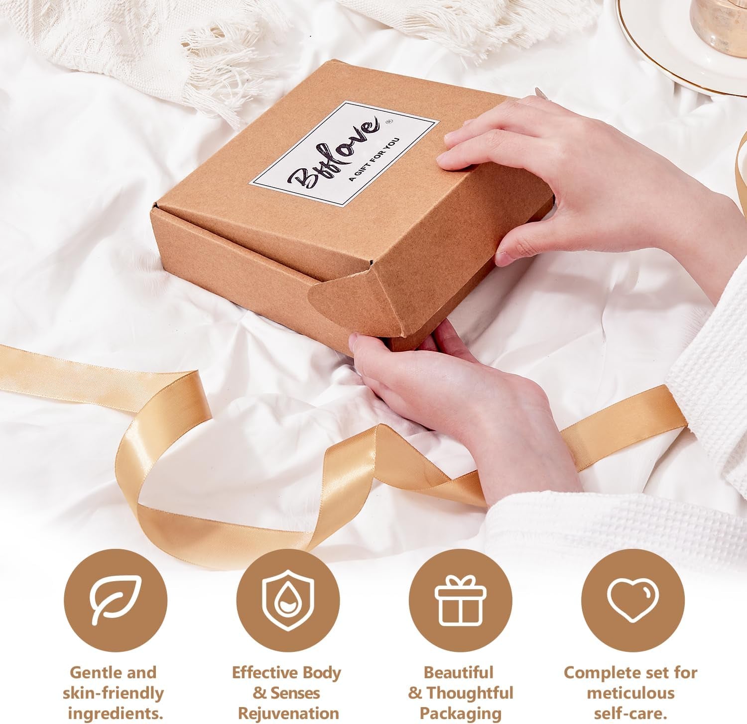 Spa Gift Set for Women, Bath Gift Set, Birthday Gifts for Women, BFF LOVE 5Pcs Spa Kit Cherry Blossom Christmas Day Gifts with Massage Oil, Scented Candle, Bath Salt, Hand Cream, Soap, Gift Basket for Women