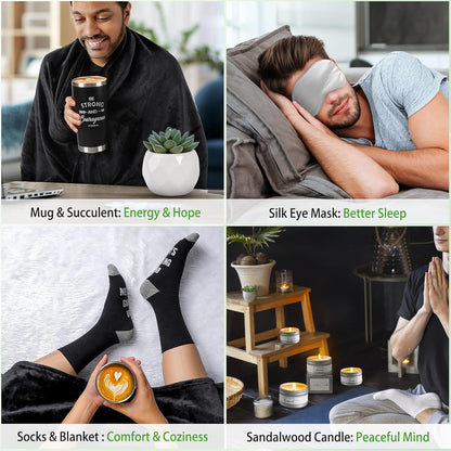 Christian Get Well Soon Gifts for Men, Feel Better after Surgery, Cancer Chemo Care Package Gift Basket for Sick Friends, Thinking of You 10Pcs