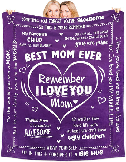 Gifts for Mom Women, Mother Gifts from Daughter Son, Relaxing Spa Gift Basket Set for Mom Sister Husband Mothers Day Gifts Bath Set Gift, Great Purple Blanket Gifts for Women